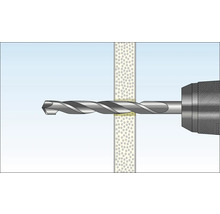 Illustration einer Bohrmaschine beim Bohren durch ein Material