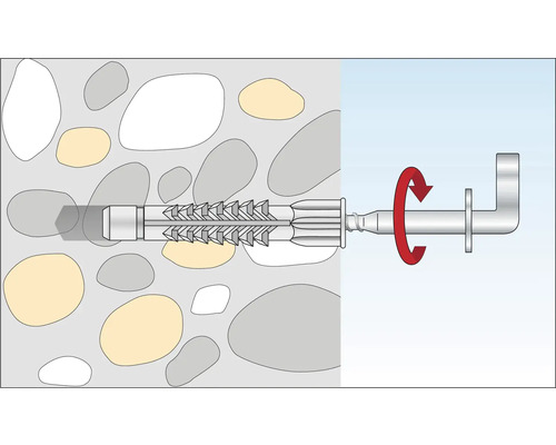 Funktionsweise eines Schwerlastankers im Mauerwerk mit Drehbewegung
