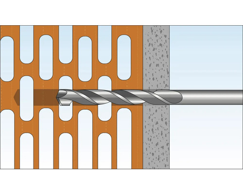 Illustration einer Bohrmaschine beim Bohren durch Mauerwerk