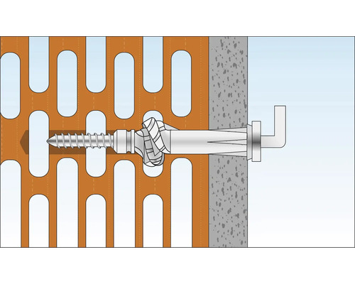Illustration einer Dübelbefestigung in Lochziegelmauerwerk