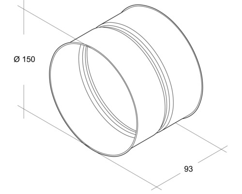 Rohrverbinder mit einem Durchmesser von 150 Millimetern und einer Länge von 93 Millimetern