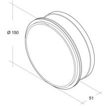 Technische Zeichnung einer Rosette mit einem Durchmesser von 150 Millimeter.