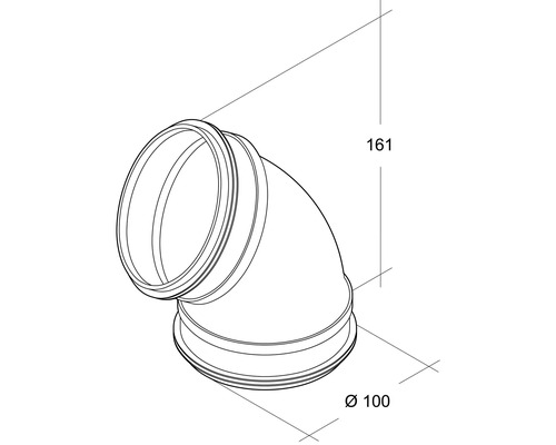 Abflussrohrbogen mit einem Durchmesser von 100 mm und einer Höhe von 161 mm