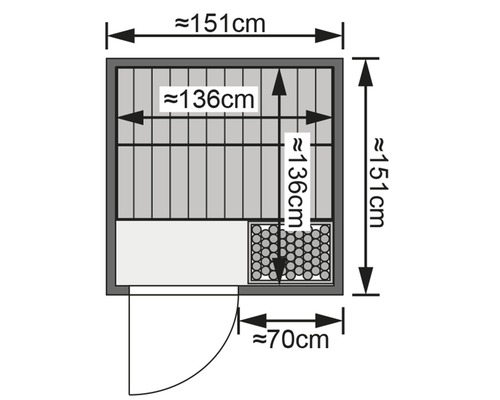 Elementsauna Karibu Norina inkl. 9 kW Ofen u.integr.Steuerung mit Dachkranz und bronzierter Ganzglastüre