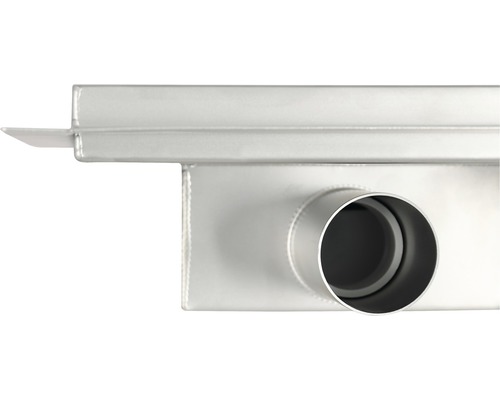 Detailansicht einer Entwässerungsrinne aus Edelstahl