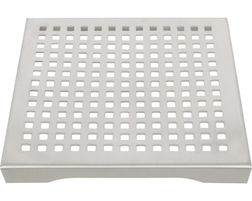Quadratischer Ablauf aus Edelstahl mit quadratischen Löchern