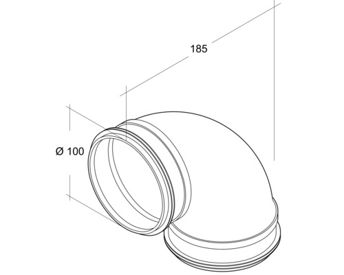 Wickelfalz Rundbogen Ø 100 mm 90° Wickelfalz Rundbogen Ø 100 mm 90°