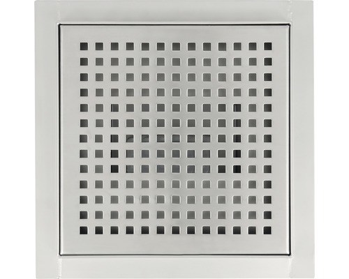 Quadratischer Bodenablauf aus Metall mit Lochmuster