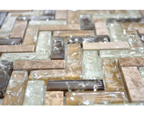 Mosaikfliesen mit Glas und Natursteinoptik