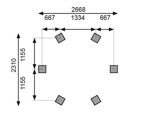 Grundriss mit Maßangaben eines Gartenhauses
