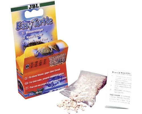 JBL Easy Turtle Wasserreiniger Verpackung mit Granulat und Beipackzettel