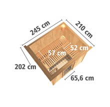 Abmessungen einer Holzsauna mit Bänken