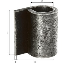 Rohrschelle mit den Maßen a, b, c und d.