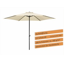 Beiger Sonnenschirm mit Kurbelöffnung und UV-Schutz 40