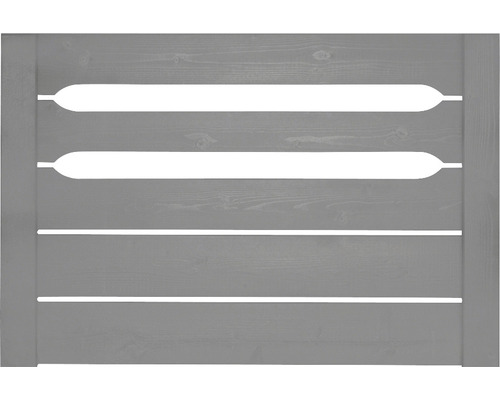 Grauer Holzzaun mit horizontalen Schlitzen