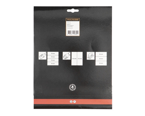 Verpackung Schleifpapier mit Größenangaben