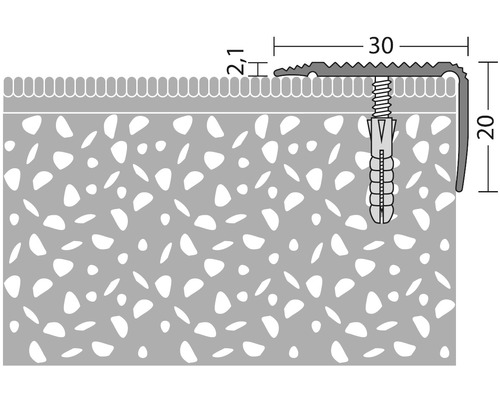 Illustration eines Treppenkantenprofils mit Maßen