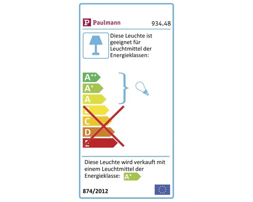 Paulmann Logo. Energieeffizienzklassen Label A++ bis E.