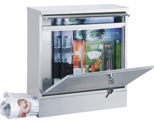 Briefkasten aus Metall mit Zeitungsfach und Schloss