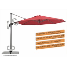 Roter Ampelschirm mit Dreh-, Neige- und Kippfunktion