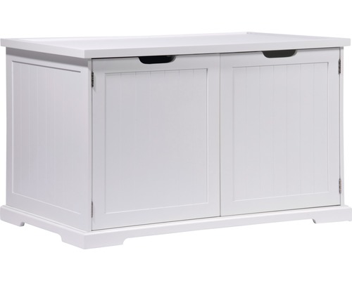 Weißer Holzschrank mit zwei Türen