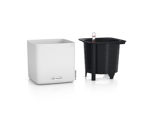 Weißer Pflanzkübel mit Bewässerungssystem