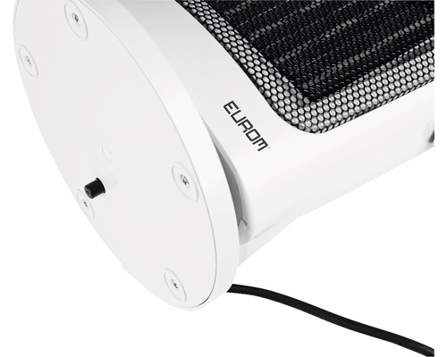 Detailansicht einer Heizstrahlerbasis mit dem Eurom Logo.