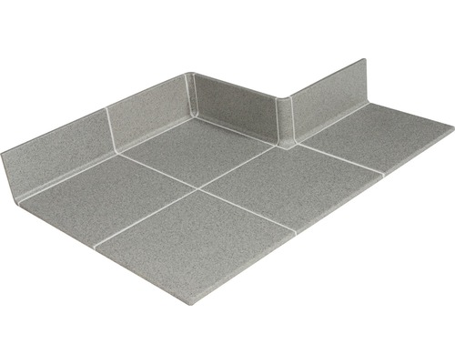 Eckduschelement aus Steinzeug mit Wandanschluss