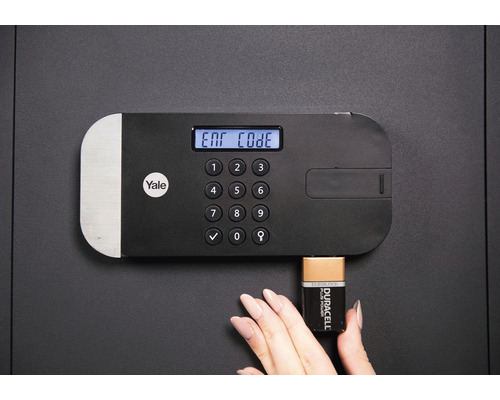Yale Logo Tresor mit digitalem Zahlenschloss und Batterie