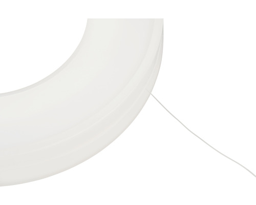 Detailaufnahme einer runden LED Leuchte mit Zuleitung