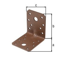 Winkelverbinder mit verschiedenen Bohrlöchern und den Maßen a, b und c.