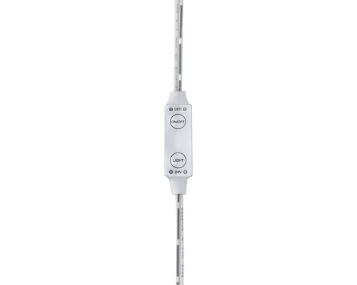 LED-Lichterkette mit Bedienelementen für Ein/Aus, Helligkeit und 24 Volt