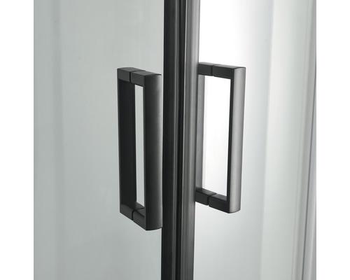 Detailaufnahme eines Duschkabinentürgriffs