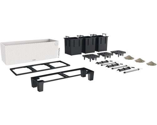 Blumenkasten Set mit Einsätzen, Bewässerungssystem und Untergestell