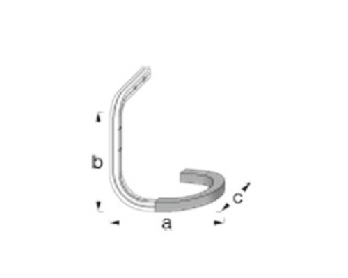 Abbildung eines Rohrbogenstücks mit den Maßen a, b und c