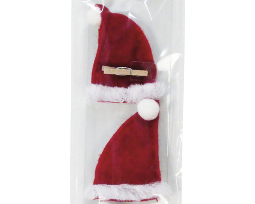 Zwei Mini-Nikolausmützen mit Wäscheklammern zur Dekoration