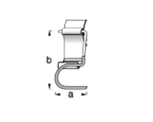 Abbildung eines Befestigungselements mit den Maßen a und b