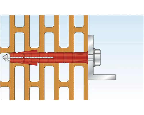 Illustration einer Dübelbefestigung in Lochziegel