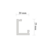 Aluminiumprofil mit den Maßen 20 mm x 25 mm.