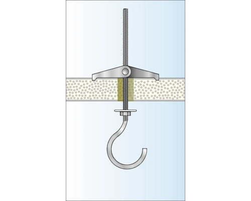 Kippdübel mit Haken zur Befestigung an Gipskartonwänden