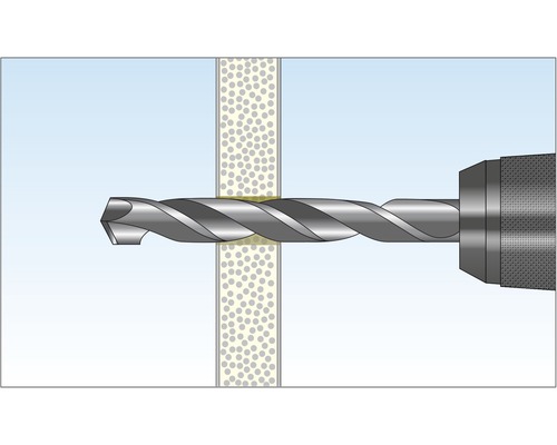 Illustration eines Bohrers beim Bohren eines Lochs.