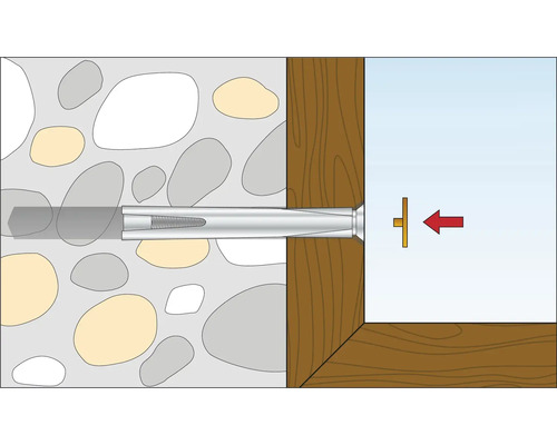 Illustration einer Dübelbefestigung in einer Wand