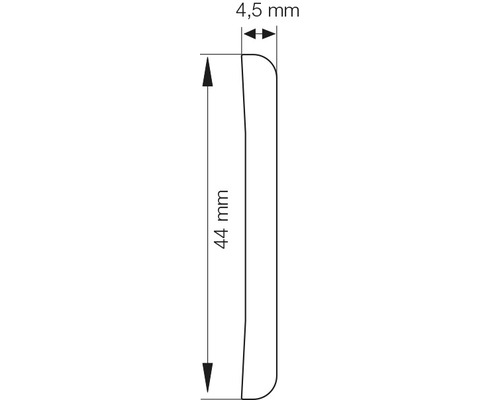 Technische Zeichnung eines Profils mit den Maßen 44 mm und 4,5 mm.