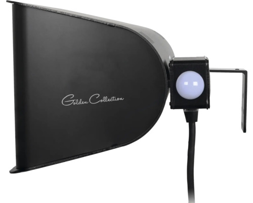 Außenstrahler mit Bewegungsmelder und ''Golden Collection'' Schriftzug