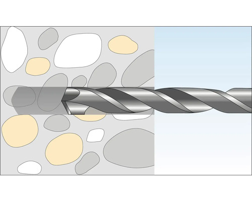 Illustration eines Bohrers im Einsatz an einer Steinwand