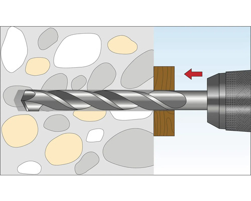 Bohrer beim Bohren in Steinmauer