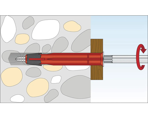 Illustration einer Dübelbefestigung in einer Wand