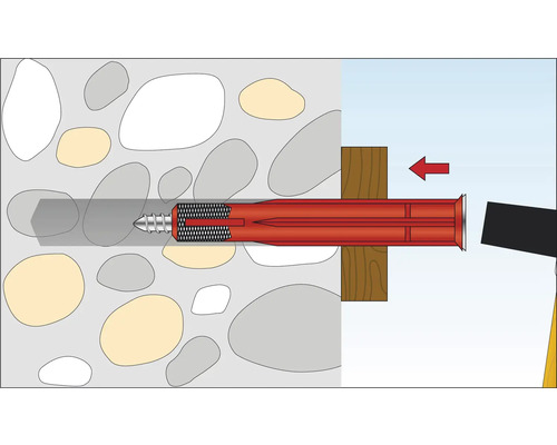 Illustration einer Dübelbefestigung in einer Steinwand