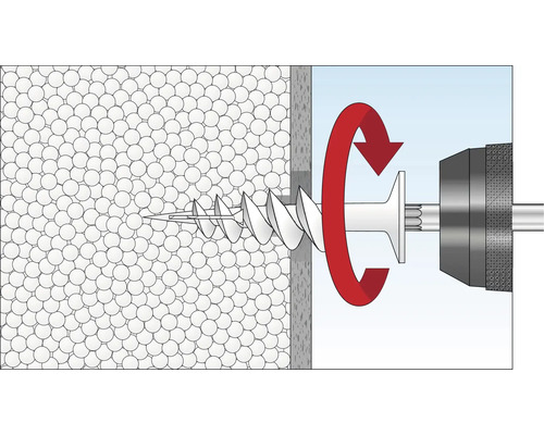 Illustration eines Schraubankers in einer Dämmplatte
