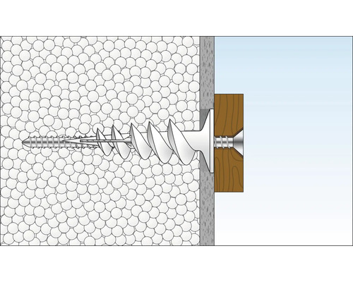 Befestigung einer Schraube mit Dübel in einer Wand